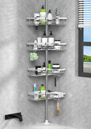 Kegii Duschablage Teleskopregal Silber mit 4 Duschkörben