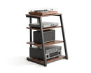 FITUEYES HiFi Rack aus Holz und Stahl, Plattenspieler Tisch mit Walnussmaserung