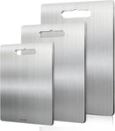 BORDEAG 3 Stück Titan-Schneidebrett aus Edelstahl, verschiedene Grössen