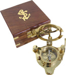 Antiker 2000 nautischer Kompass aus Messing mit Sonnenuhr in Holzbox