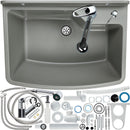 GOSPO Ausgussbecken mit ausziehbarer Armatur, 61 x 44 x 23,5 cm