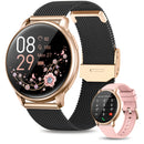 RUXINGX Smartwatch Damen mit 1,32 Zoll HD Touchscreen in Schwarz Gold